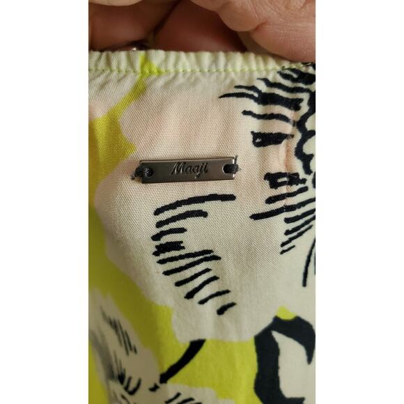 MAAJI Enchanted Mystery Print Cover-Up Dress Sz Small $98 Neon Yellow Ruffle Hem - Picture 4 of 5